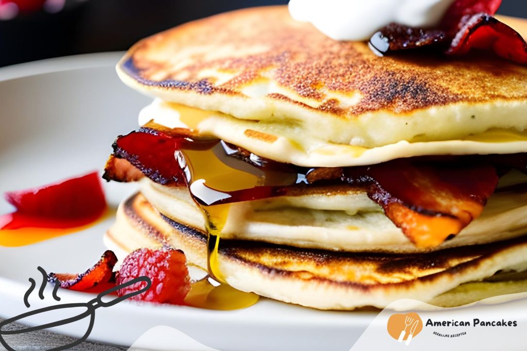 American pancakes met bacon en ahornsiroop